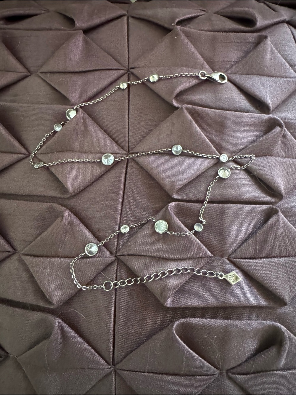 Silpada Cubic Zirconia Sterling Silver Necklace 18” Scattered CZ Retired Vintage